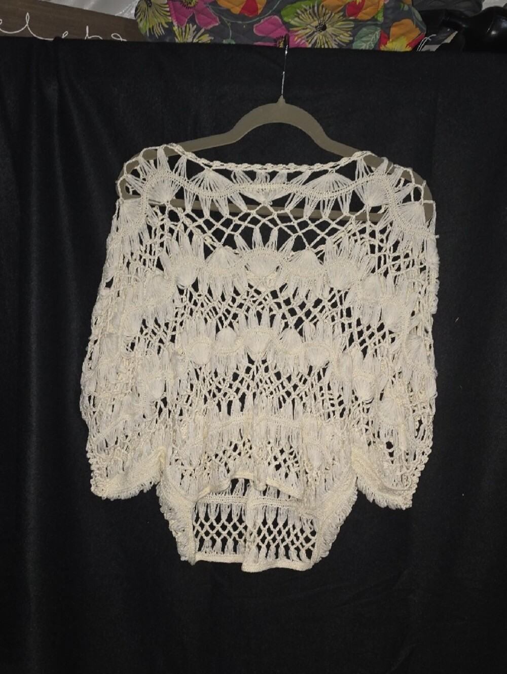 POL Cream Crochet Openwork Poncho - Picture 3 of 3